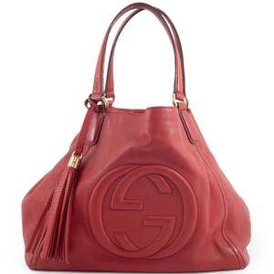 Gucci Soho Interlocking G Tote Bag 282309 Leather Red Tassel Charm